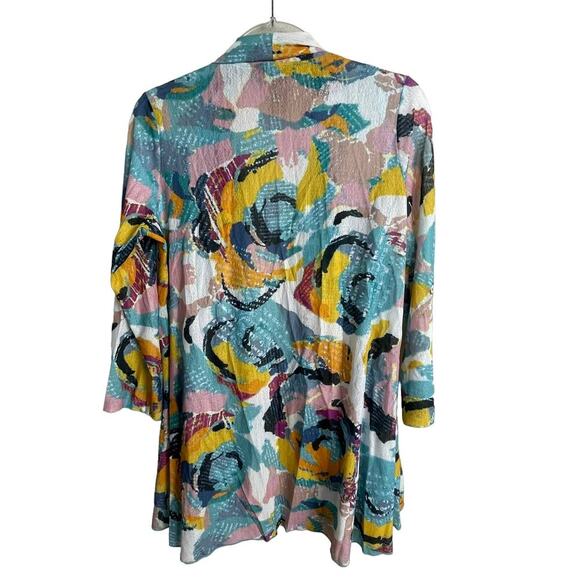 Ali Miles Sheer Women's S Open Front Cardigan Size S Water Color Drop Shoulder - Picture 3 of 5